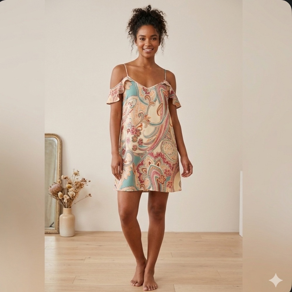 SHEIN curve Paisley Print Sleeveless Dress size 1X boho summer
